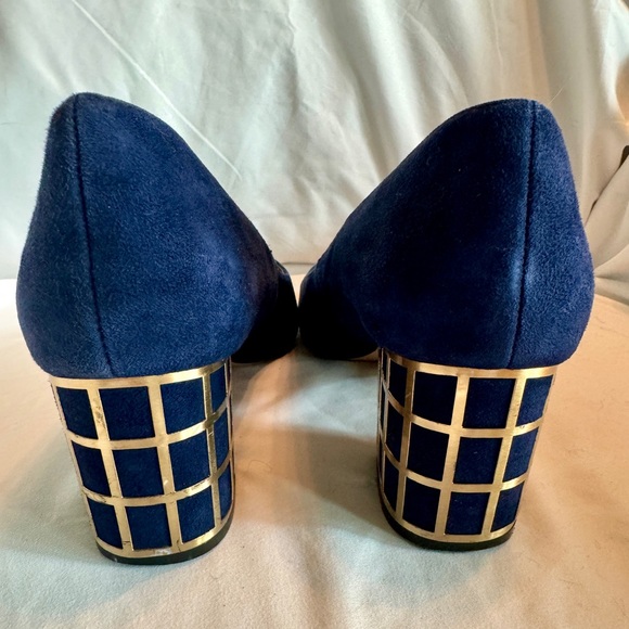 Brian Atwood Karina Blue suede pumps. - Picture 4 of 5